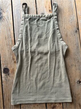 Free People Low-Back Ribbed Tank Top in Light Olive